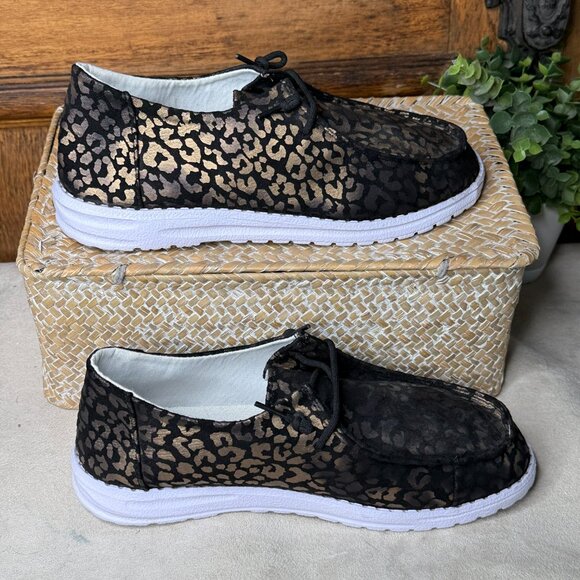 NEW Metallic Gold & Black Leopard Slip-On Shoes – EU 40 (Women’s 9) - Picture 4 of 8